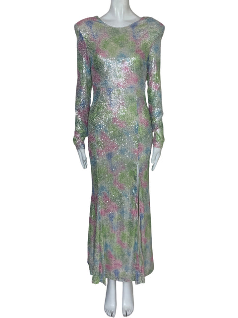 Vestido Mable Lentejuelas Mangas Verde-Talla S