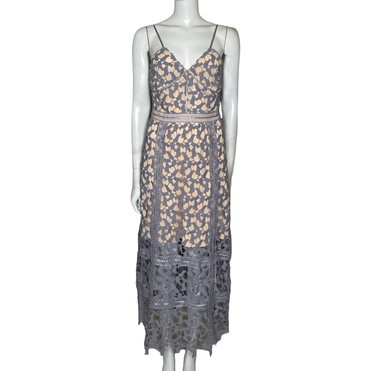 Vestido Elliatt Midi Encaje Gris-Talla S