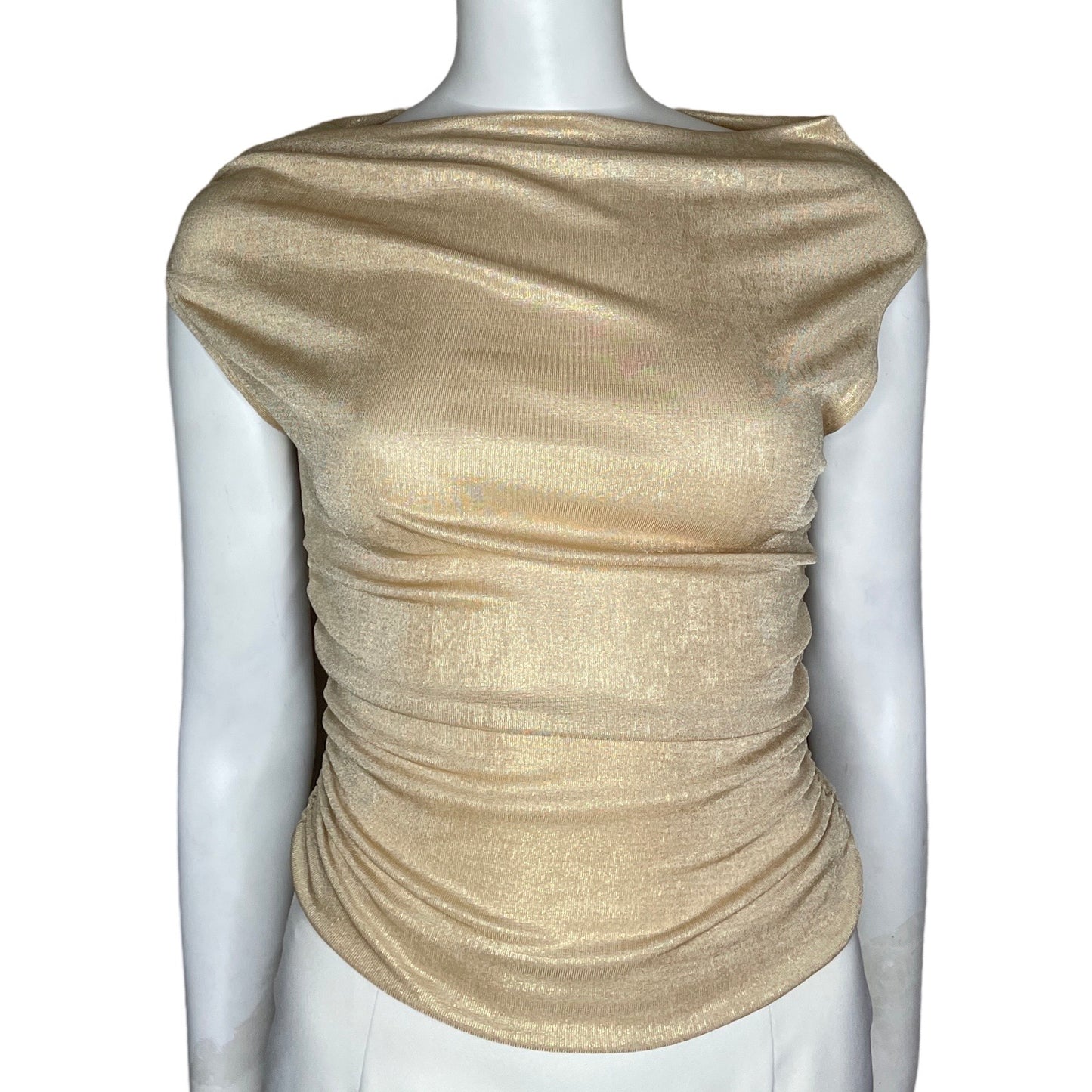 Top Zara Metálico Sin Mangas Dorado-Talla S