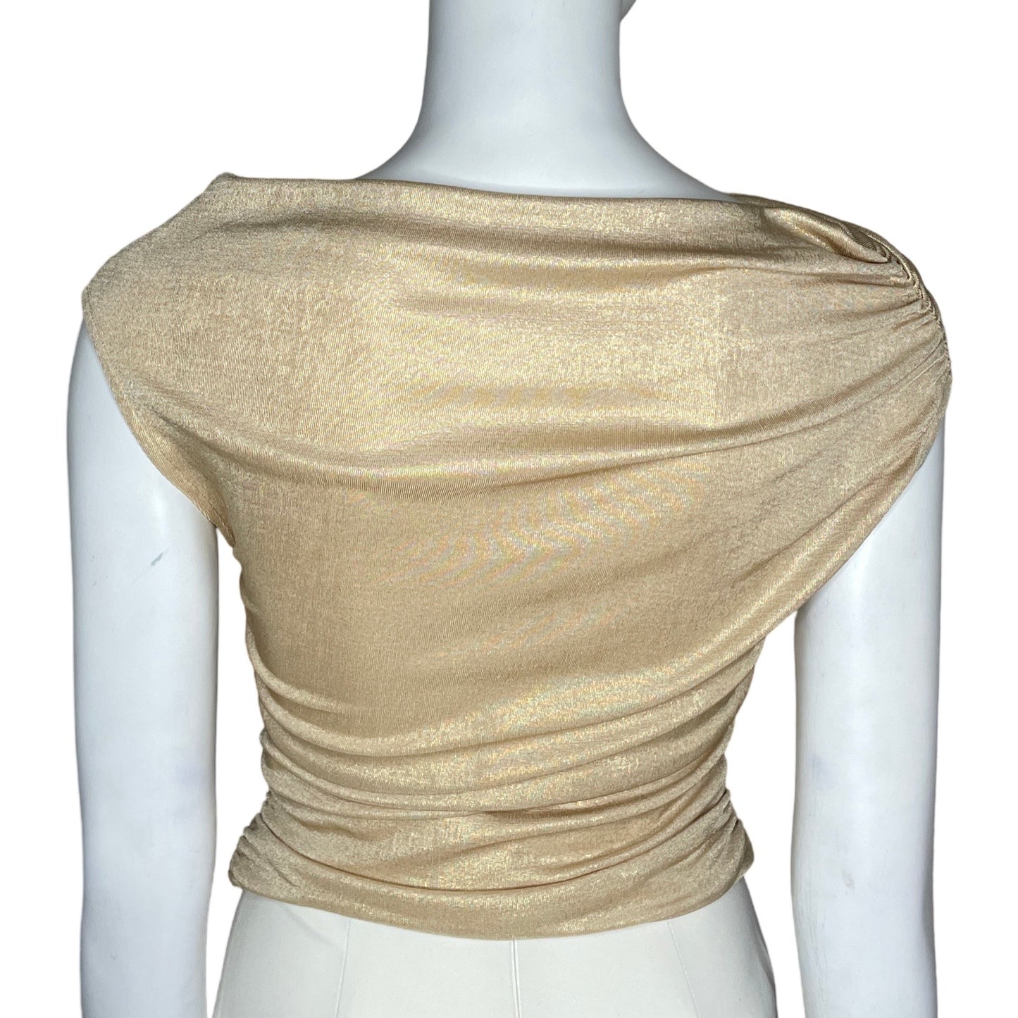 Top Zara Metálico Sin Mangas Dorado-Talla S