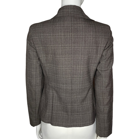 Blazer Anne Klein Stretch Cuadros Marrón-Talla 0