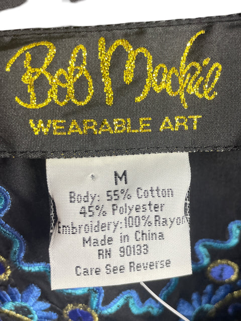 Camisa Bob Mackie Bordado Negro-Talla M