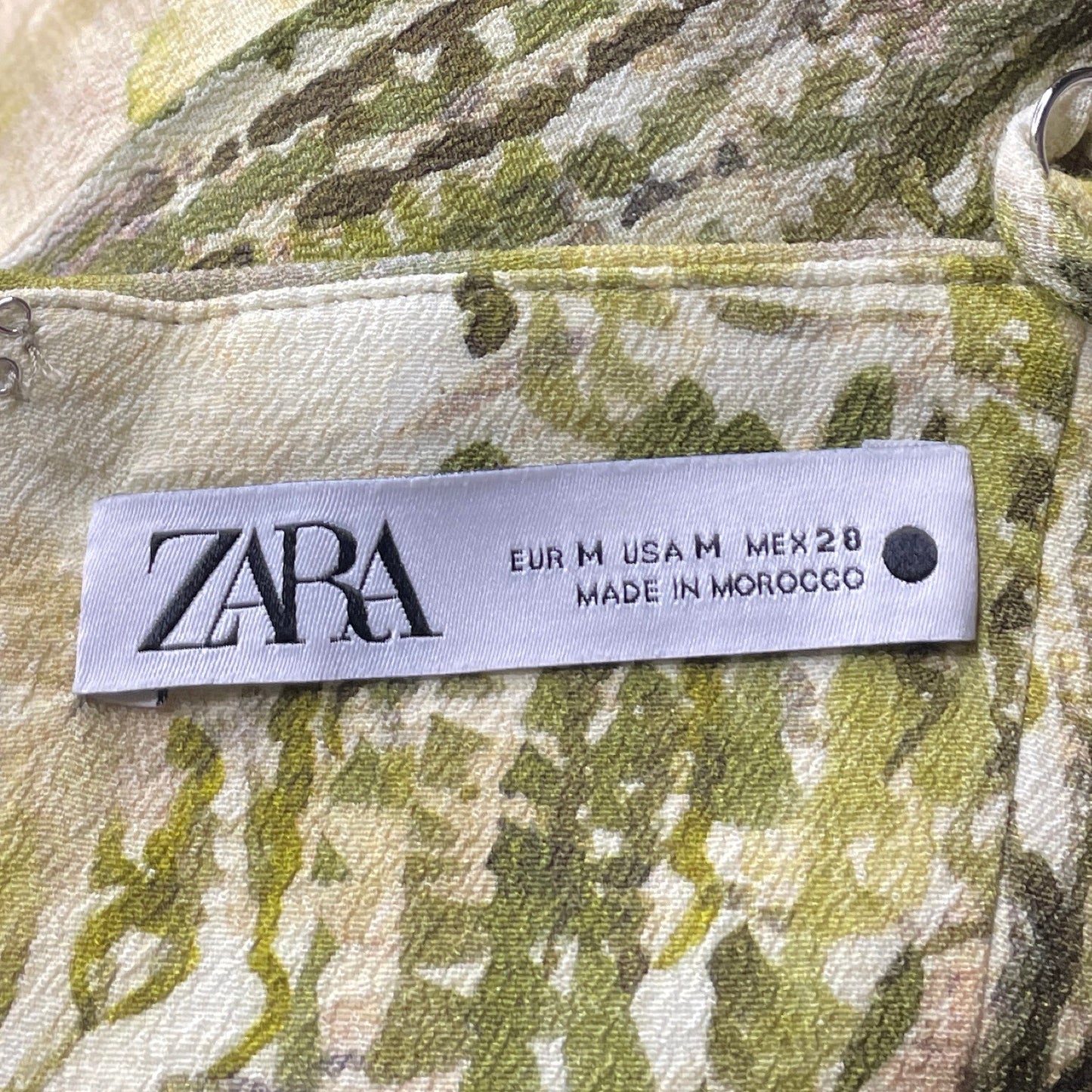 Vestido Zara Estampado Sin Mangas Verde-Talla M