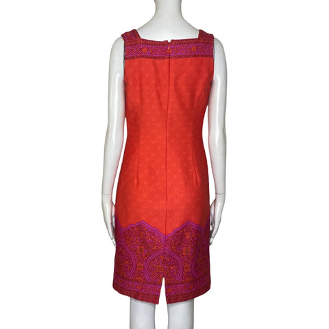Vestido Kay Unger Cuello Pedreria Naranja-Talla 6
