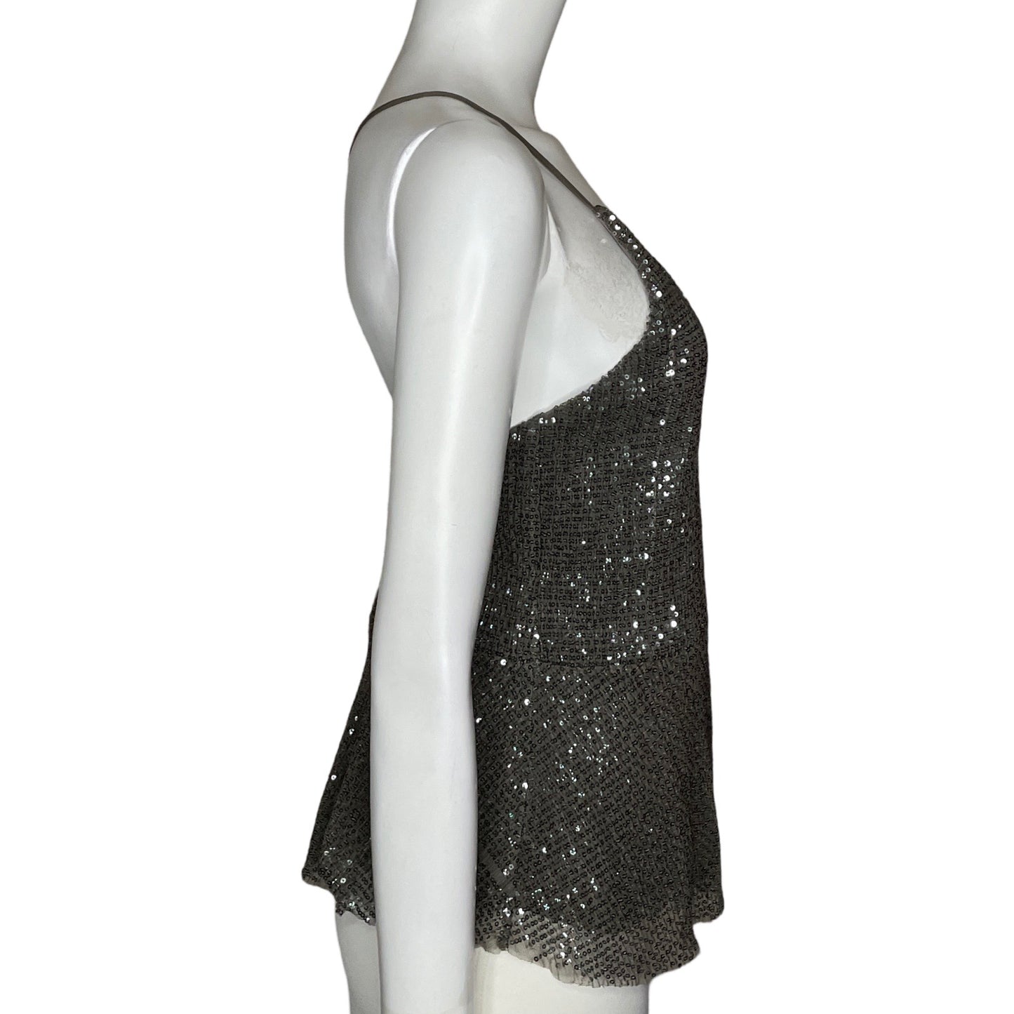 Top Express Lentejuelas Escotado Gris-Talla S