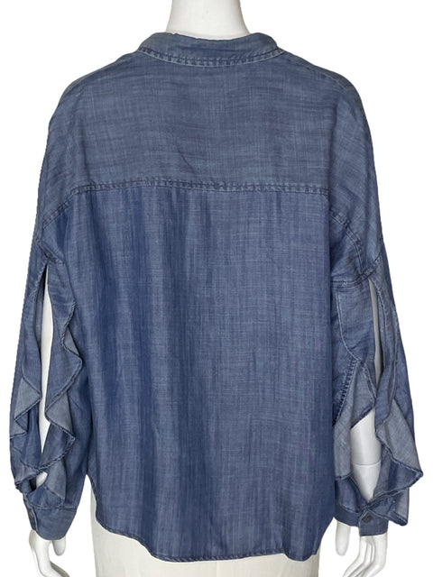 Camisa Current Air Mangas Vuelos Azul-Talla XS
