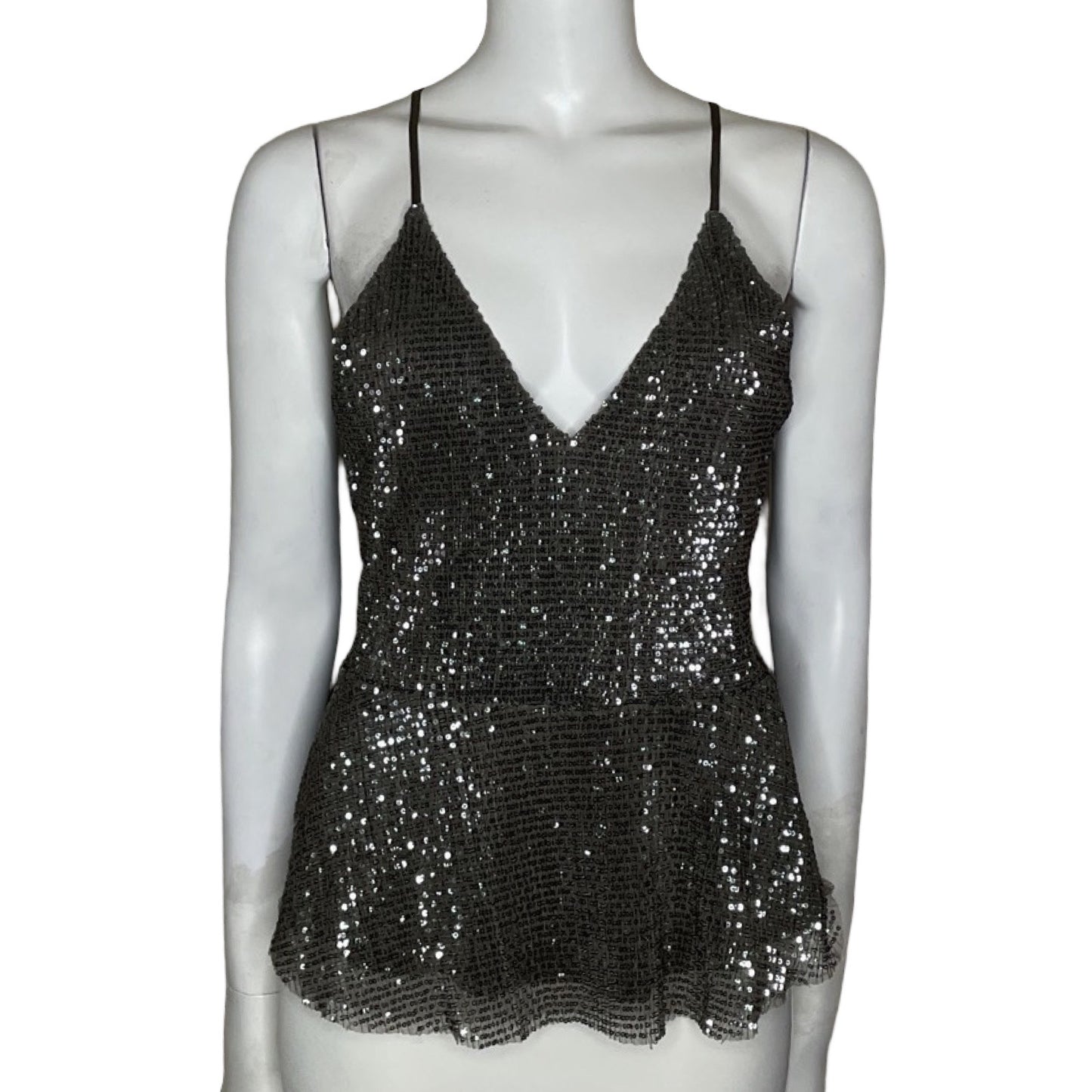 Top Express Lentejuelas Escotado Gris-Talla S