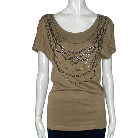 Blusa Cache Pedreria Marron-Talla S