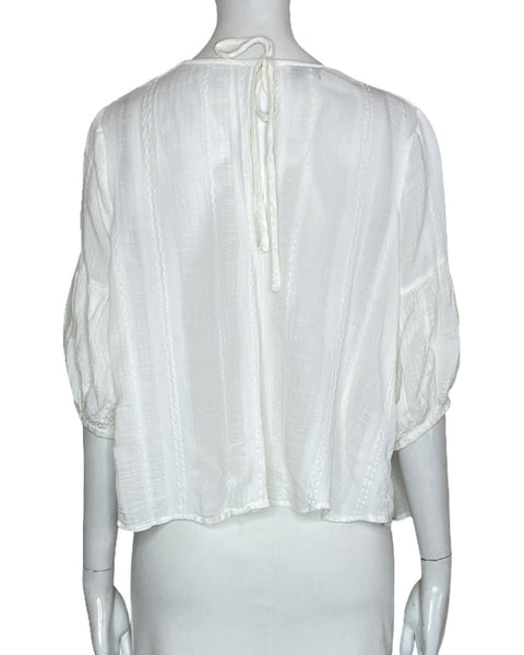 Blusa Lucky Brand Manga 3/4 Blanco-Talla S