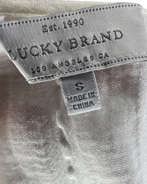 Blusa Lucky Brand Manga 3/4 Blanco-Talla S