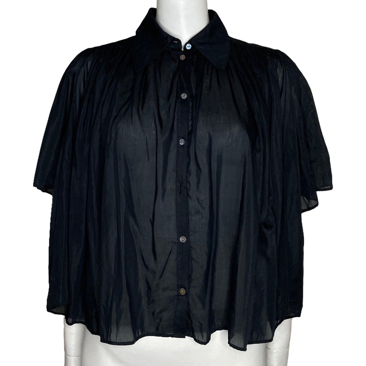 Camisa Banana Republic Drapeada Negro-Talla S
