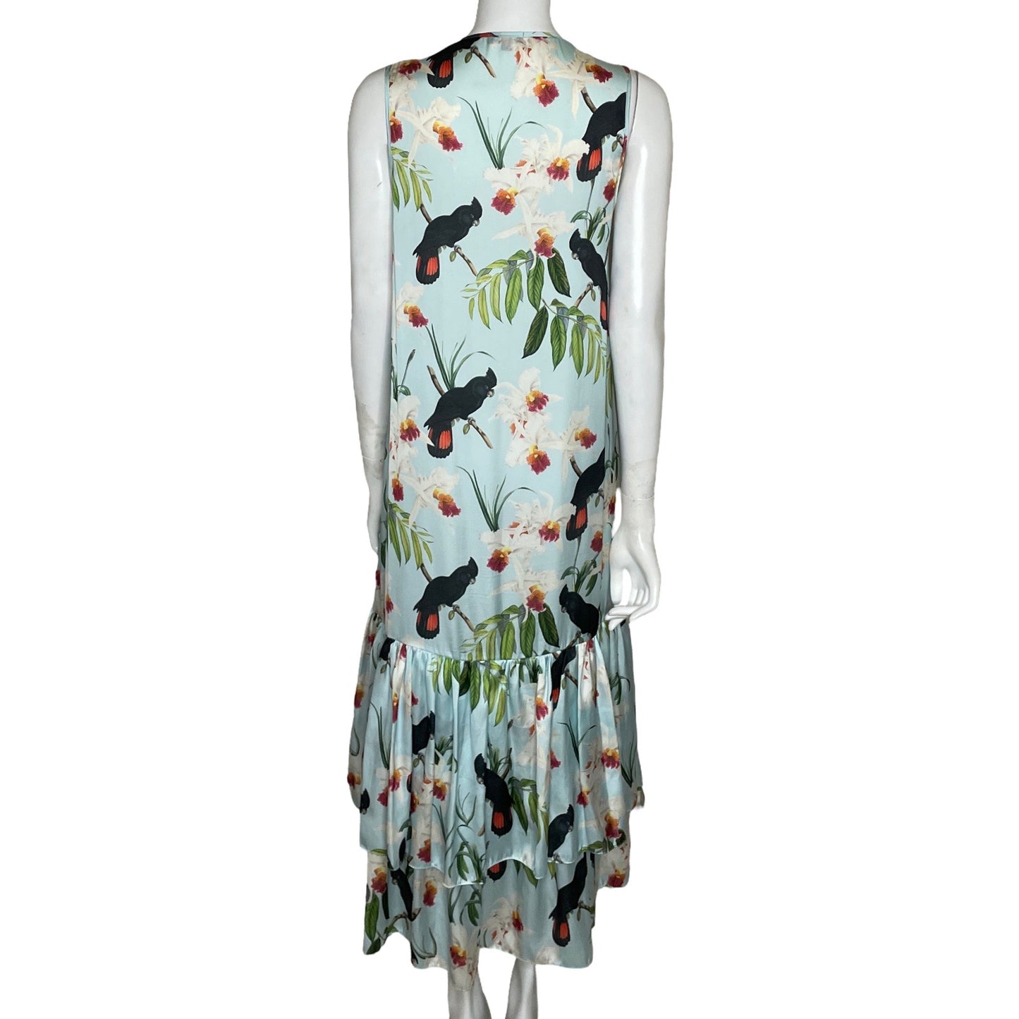 Vestido Lobo Rosa Vuelos Estampado Azul-Talla M
