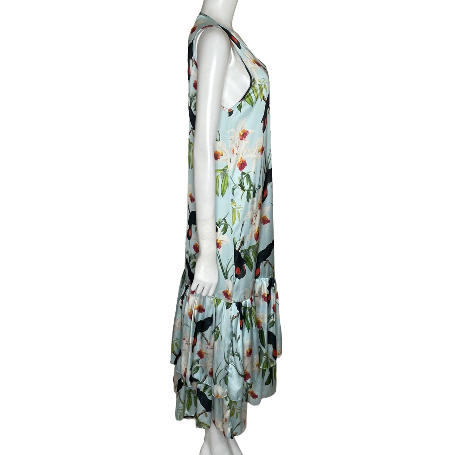 Vestido Lobo Rosa Vuelos Estampado Azul-Talla M
