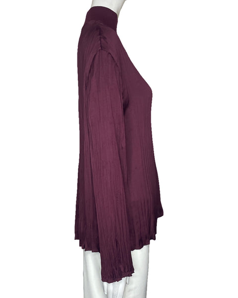 Blusa Vince Plizado Cuello Alto Rojo Vono-Talla L