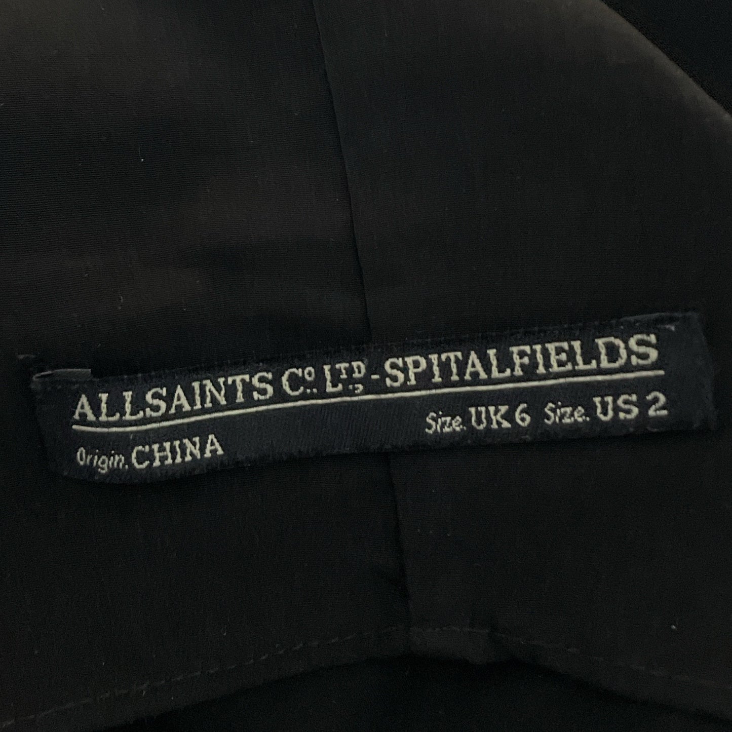 Vestido All Saints Spitalfields Cut Off Negro-Talla 2