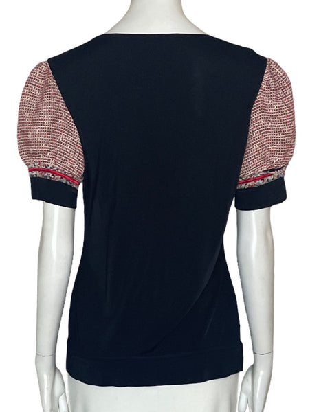 Blusa Societa` Hombro Puff Negro-Talla 46