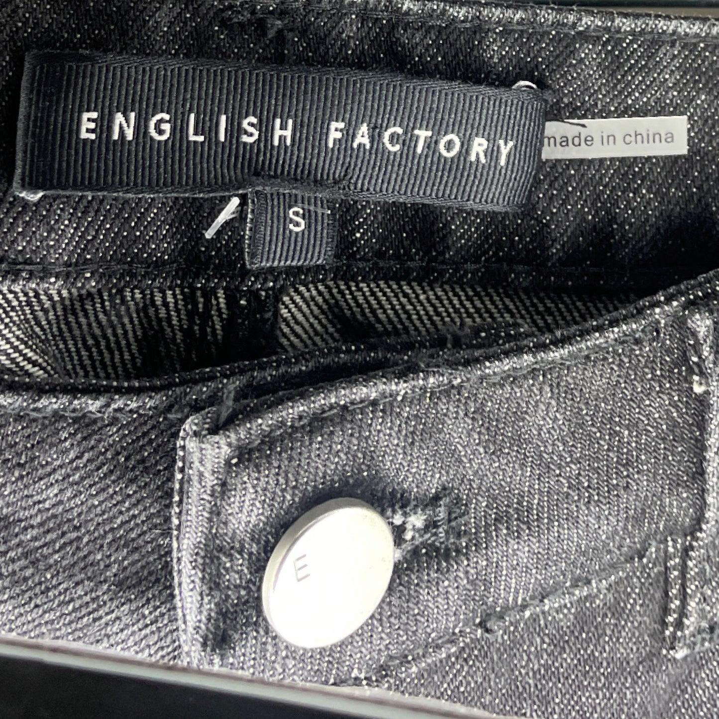 Falda English Factory Jeans Larga Negro-Talla S