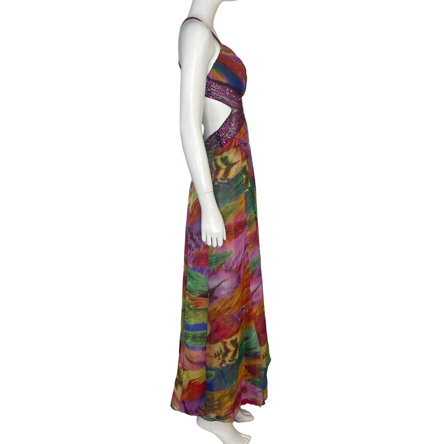 Vestido Hailey Adrianna Papell CutOut Brillante Fuscia - Talla 6