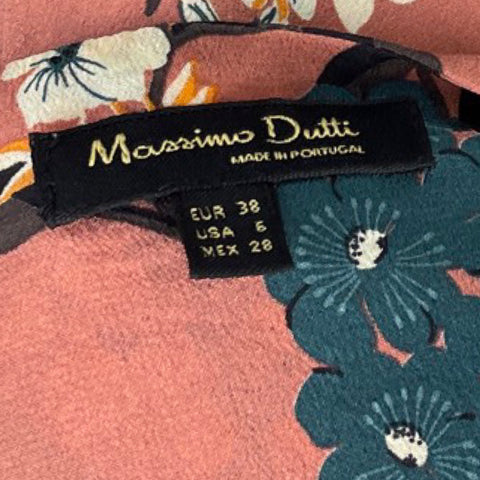 Blusa Massimo Dutti Floral Mangas Larga Rosado - Talla 6
