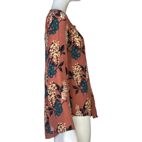 Blusa Massimo Dutti Floral Mangas Larga Rosado - Talla 6