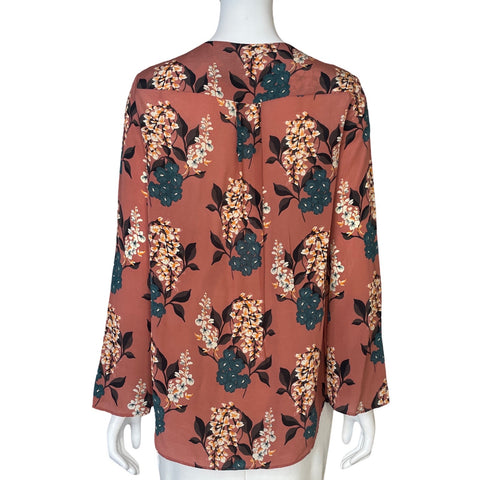 Blusa Massimo Dutti Floral Mangas Larga Rosado - Talla 6