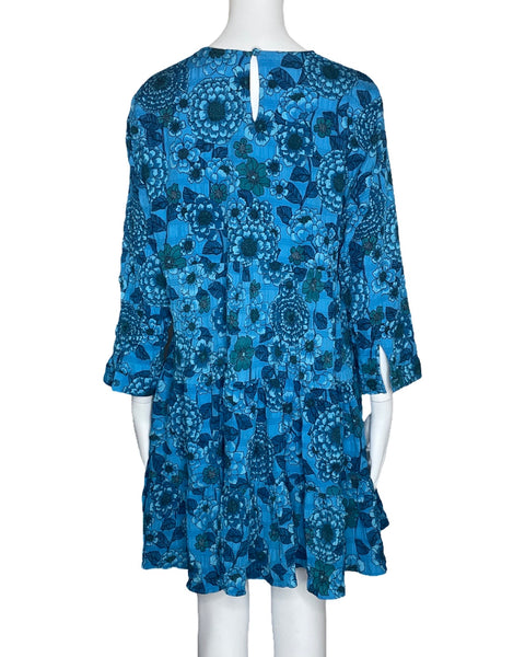 Vestido Zara Vuelo Floral Azul-Talla XL