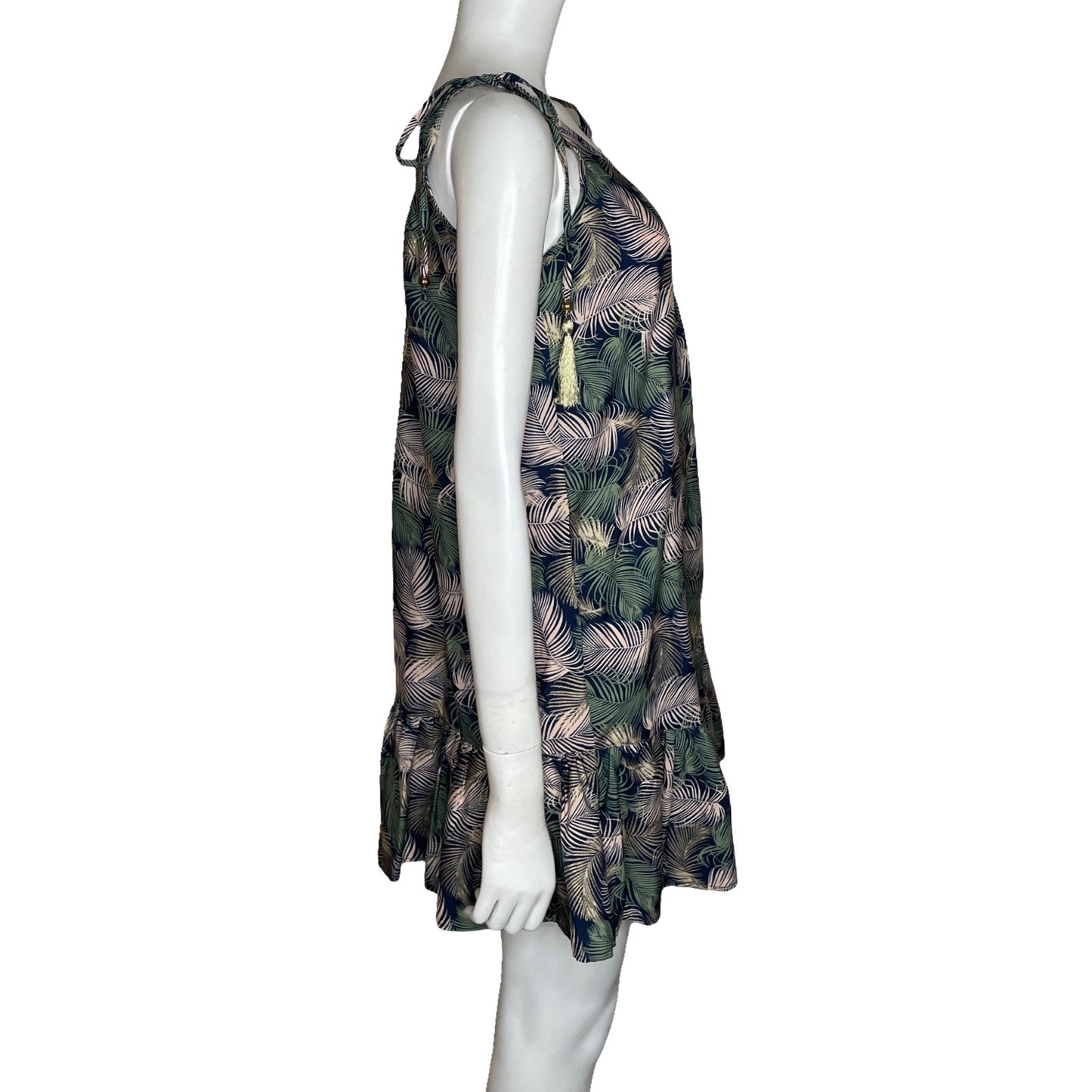 Vestido Blue Island Mini Hojas Azul-Talla L