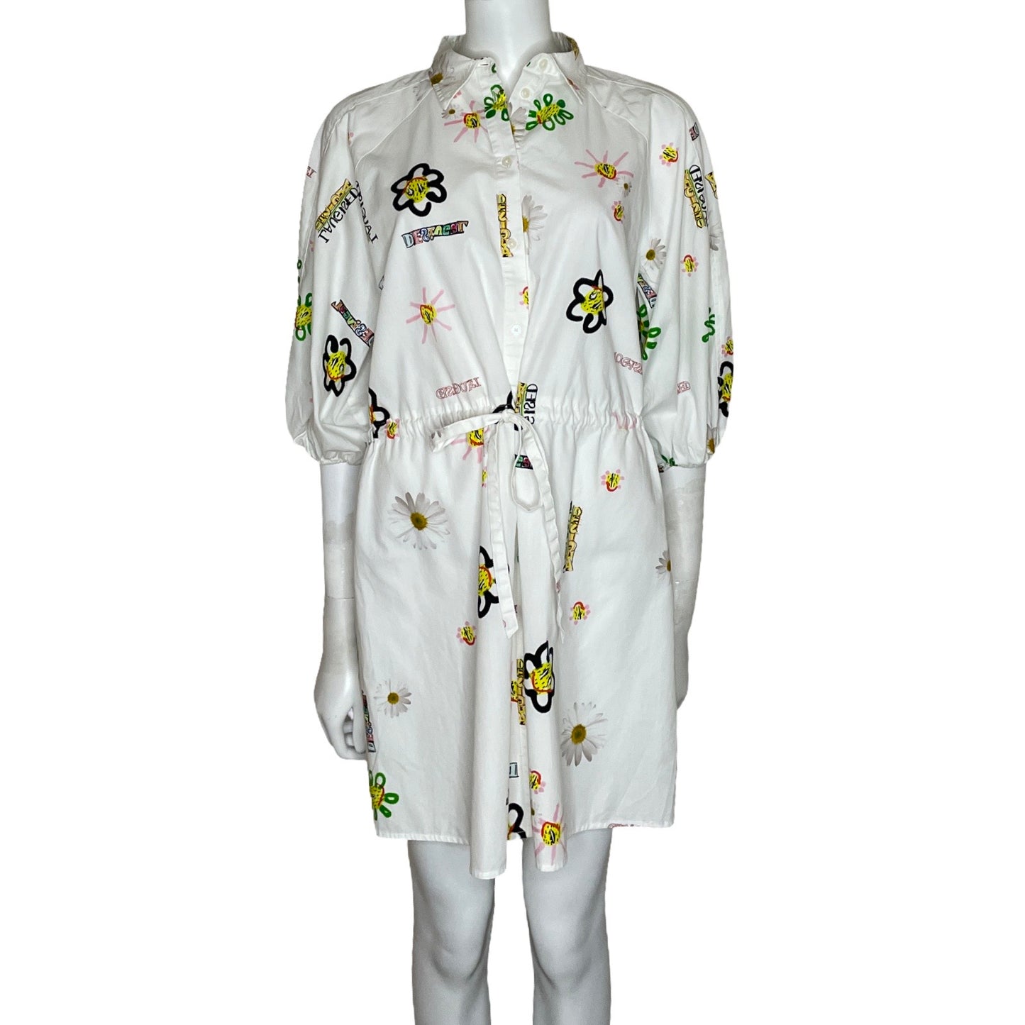 Vestido Desigual Estampado Blanco-Talla L