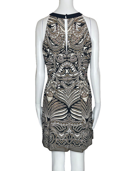 Vestido BCBG Halter Estampado Negro-Talla 8