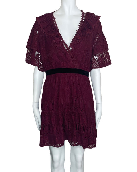 Vestido JOA Just One Answer Encaje Rojo Vino-Talla M