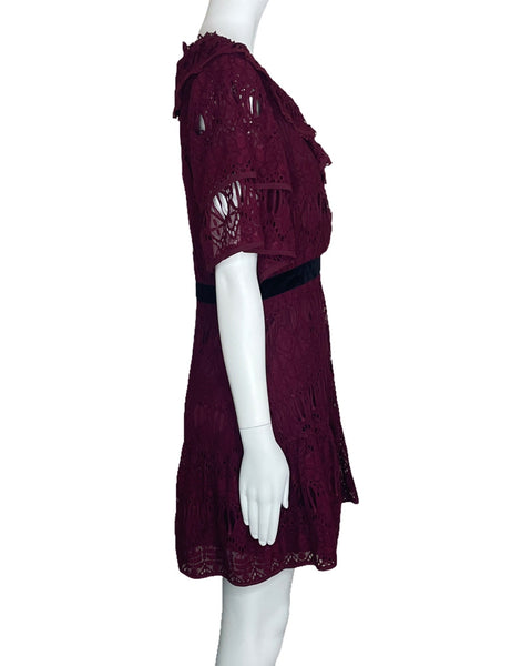 Vestido JOA Just One Answer Encaje Rojo Vino-Talla M