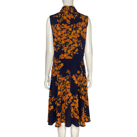 Vestido Nanette Lepore Plisado Flores Azul - Talla 10