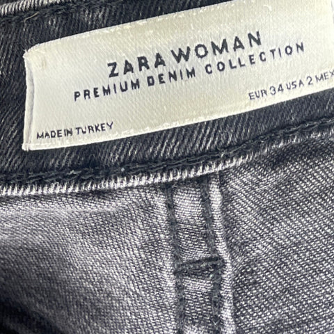 Pantalón Zara Flare Denim Negro - Talla 2