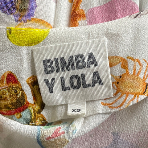 Vestido Bimba Y Lola Estampado Blanco-Talla XS