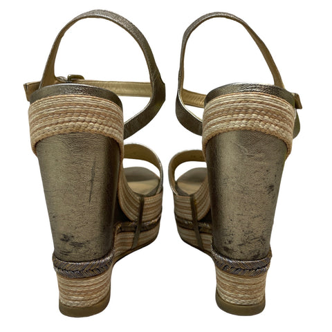 Sandalias Stuart Weitzman De Yute Plataforma Beige - Talla 9