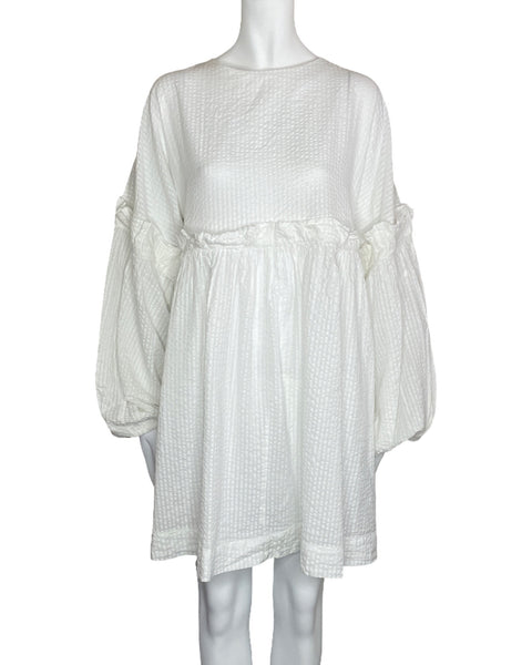 Vestido Asos Vuelos Manga Puff Blanco-Talla 14