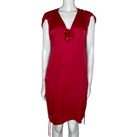 Vestido BCBG Escote V Rojo-Talla XS