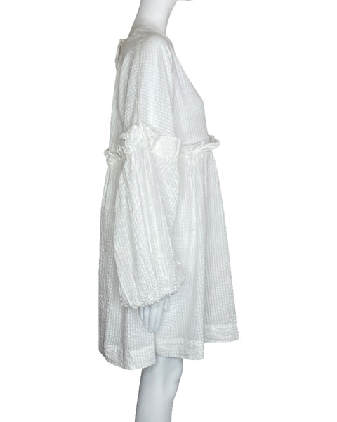 Vestido Asos Vuelos Manga Puff Blanco-Talla 14