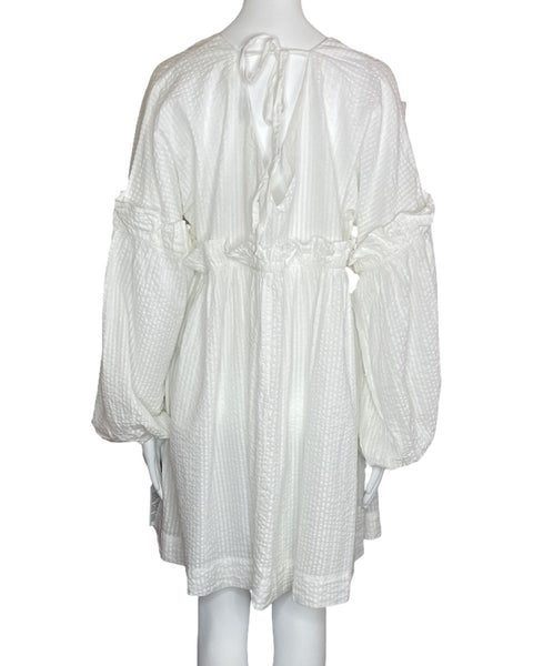 Vestido Asos Vuelos Manga Puff Blanco-Talla 14