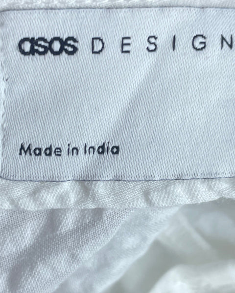 Vestido Asos Vuelos Manga Puff Blanco-Talla 14