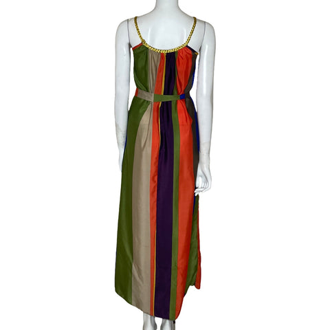 Vestido Trac Maxi Franjas Verde-Talla U