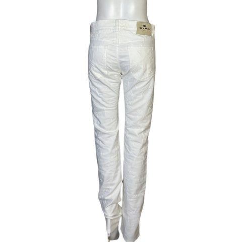 Pantalón Etro Denim Bordados Blanco - Talla 30