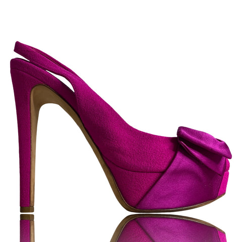 * Sandalias Christian Dior Bow Slingback Heels Rosado-Talla 38.5