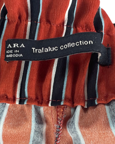 Pantalón Zara Raya Cinturon Rojo-Talla S