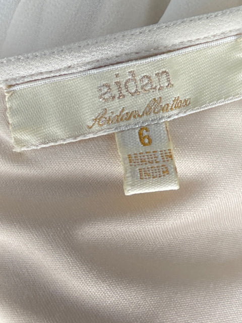 Vestido Aidan Mattox One Shoulder Lentejuelas Beige - Talla 6