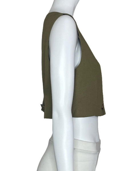 Chaleco Zara Crop Botones Verde-Talla S