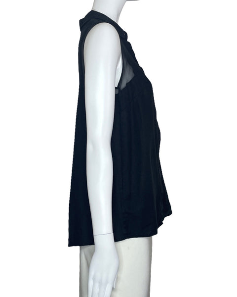 Blusa Armini Jeans Sin Mangas Botones Negro-Talla 38