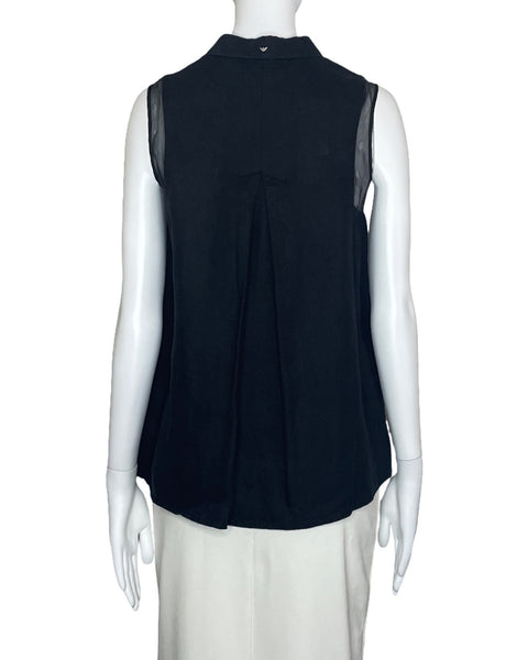Blusa Armini Jeans Sin Mangas Botones Negro-Talla 38