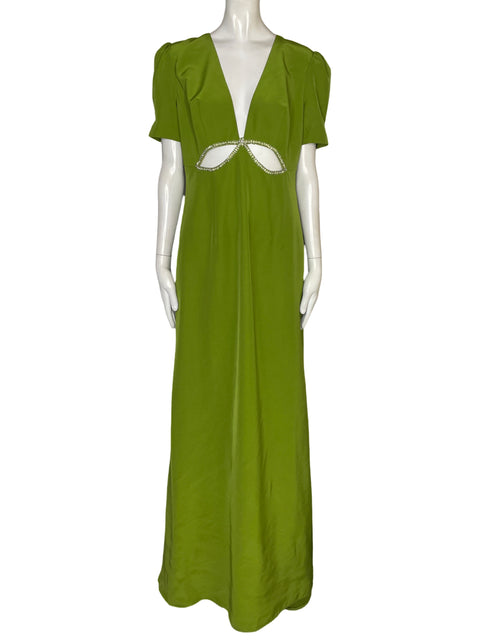 Vestido Ieena for Mac Duggal Mangas Abullonadas Verde - Talla 8
