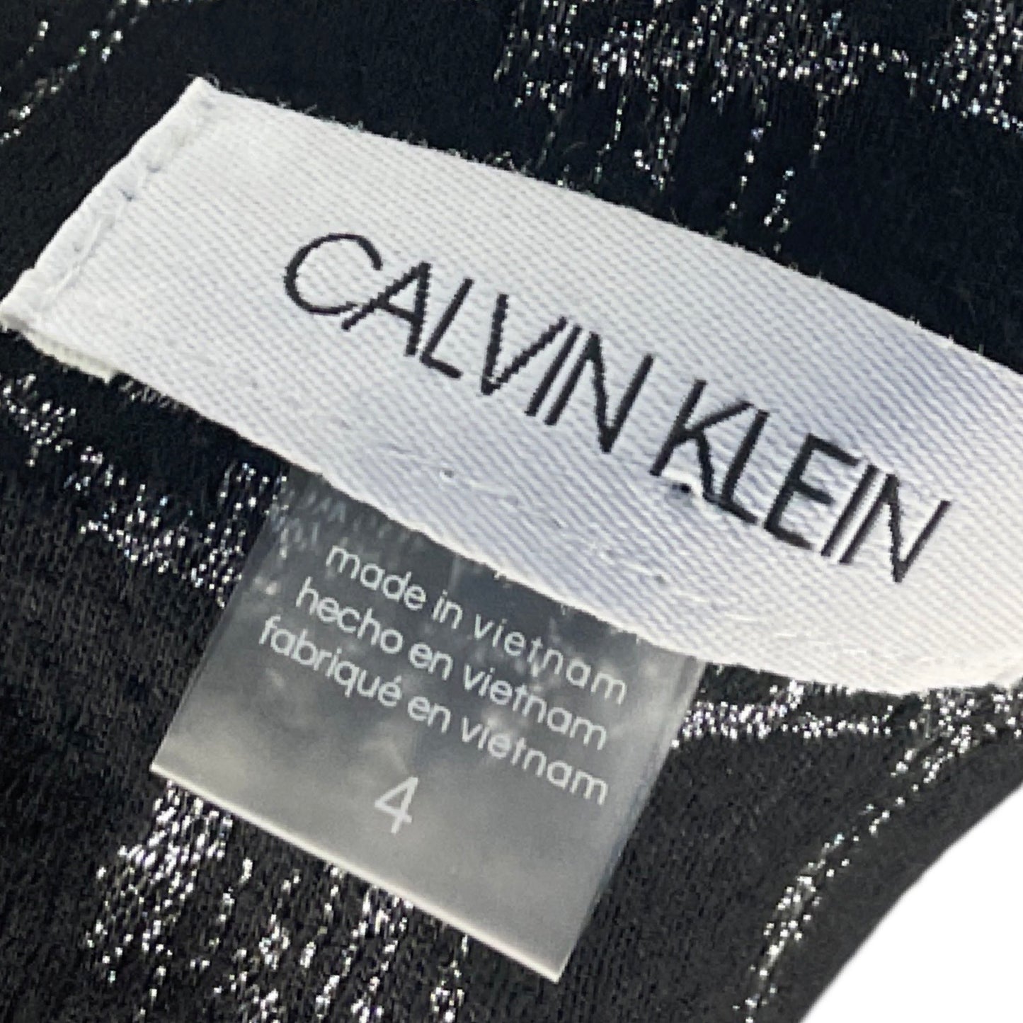 Vestido Calvin Klein Brillante Sin Mangas Negro - Talla 4